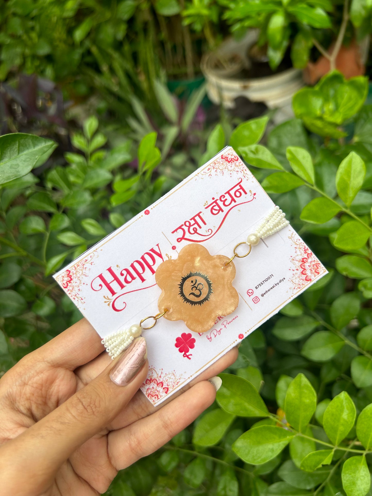 Om -Golden resin rakhi✨