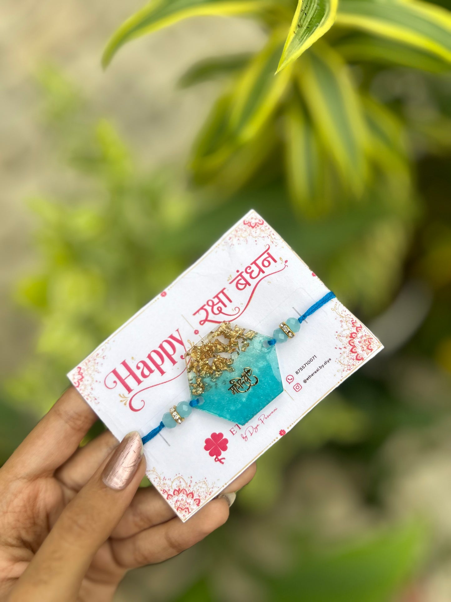 Mahadev -Blue and gold Resin Rakhi