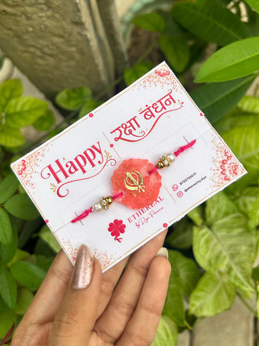Ik onkar- pink Resin rakhi✨💕