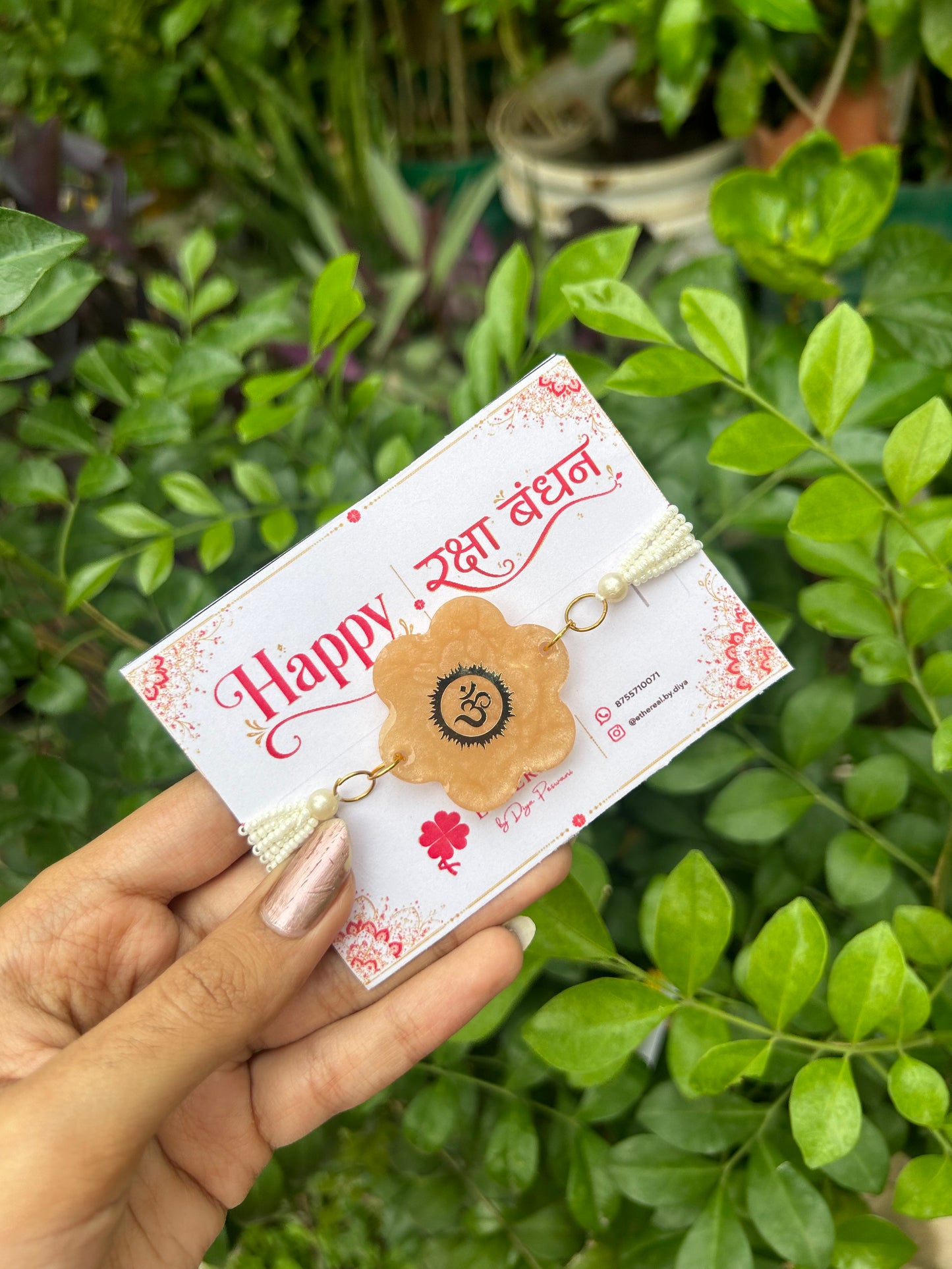 Om -Golden resin rakhi✨