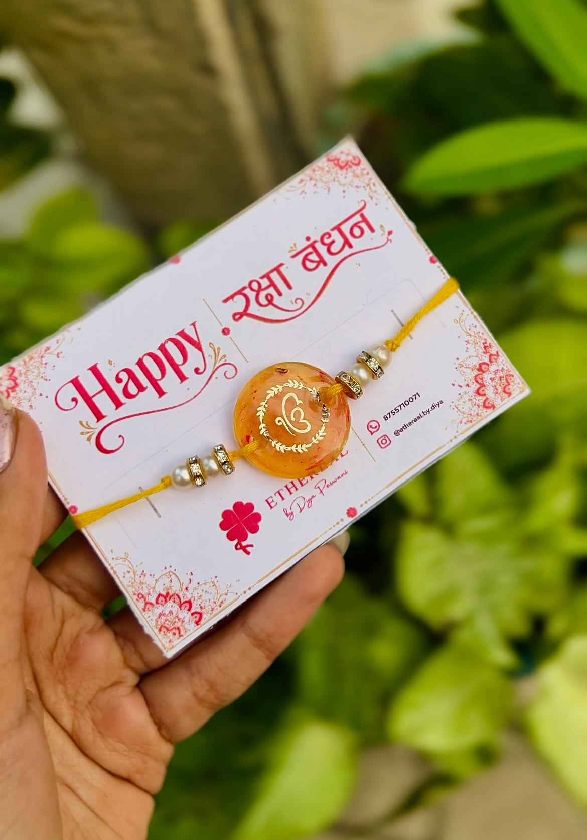 Ik onkar- Orange Resin Rakhi🧡🕉️