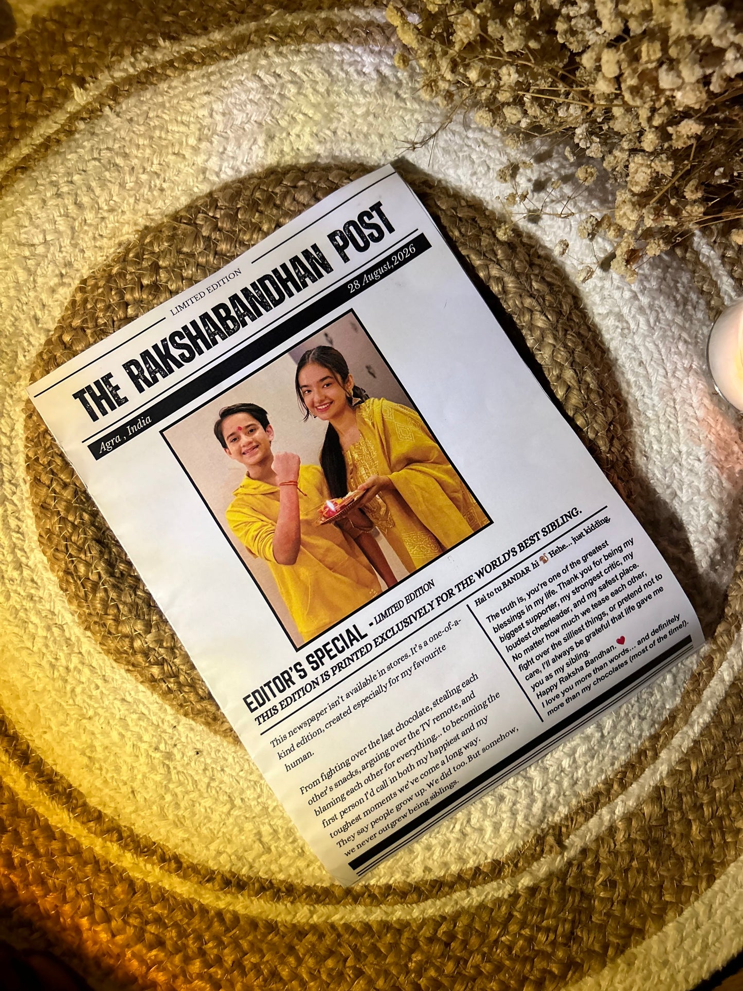 Rakshabandhan post- Custom newspaper✨💗