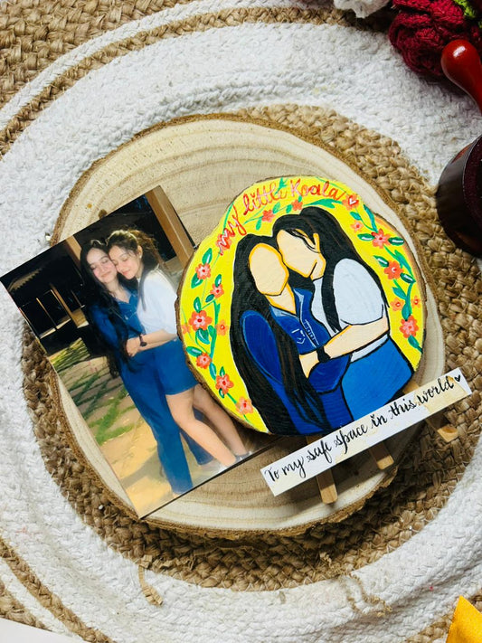 Flat Portrait on Wooden Log