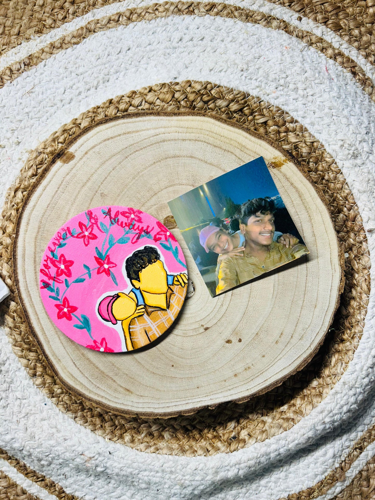 Hand-painted Fridge Magnet + Flat Portrait