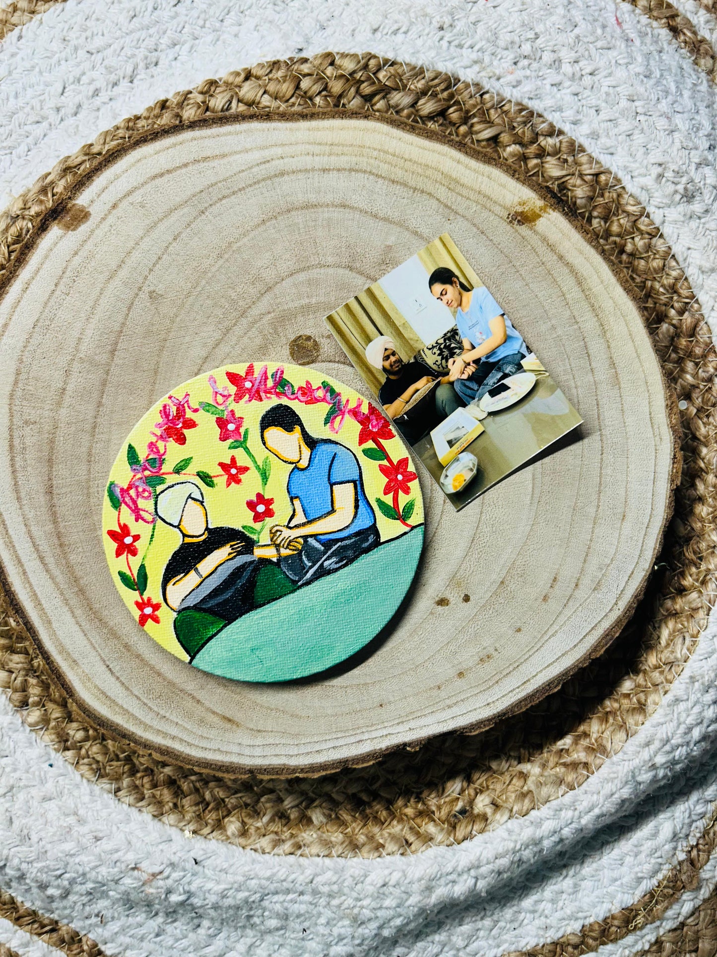 Hand-painted Fridge Magnet + Flat Portrait