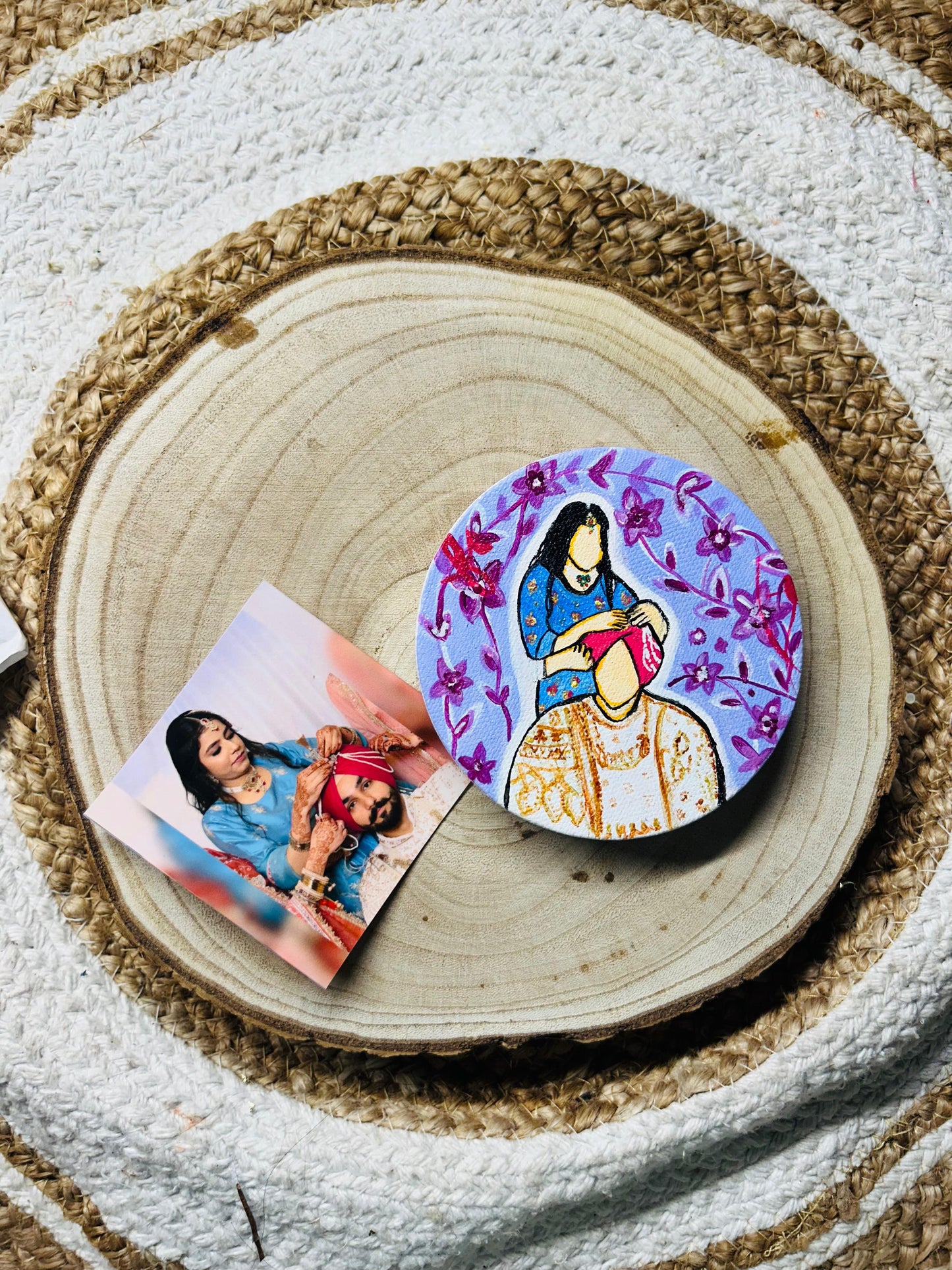 Hand-painted Fridge Magnet + Flat Portrait