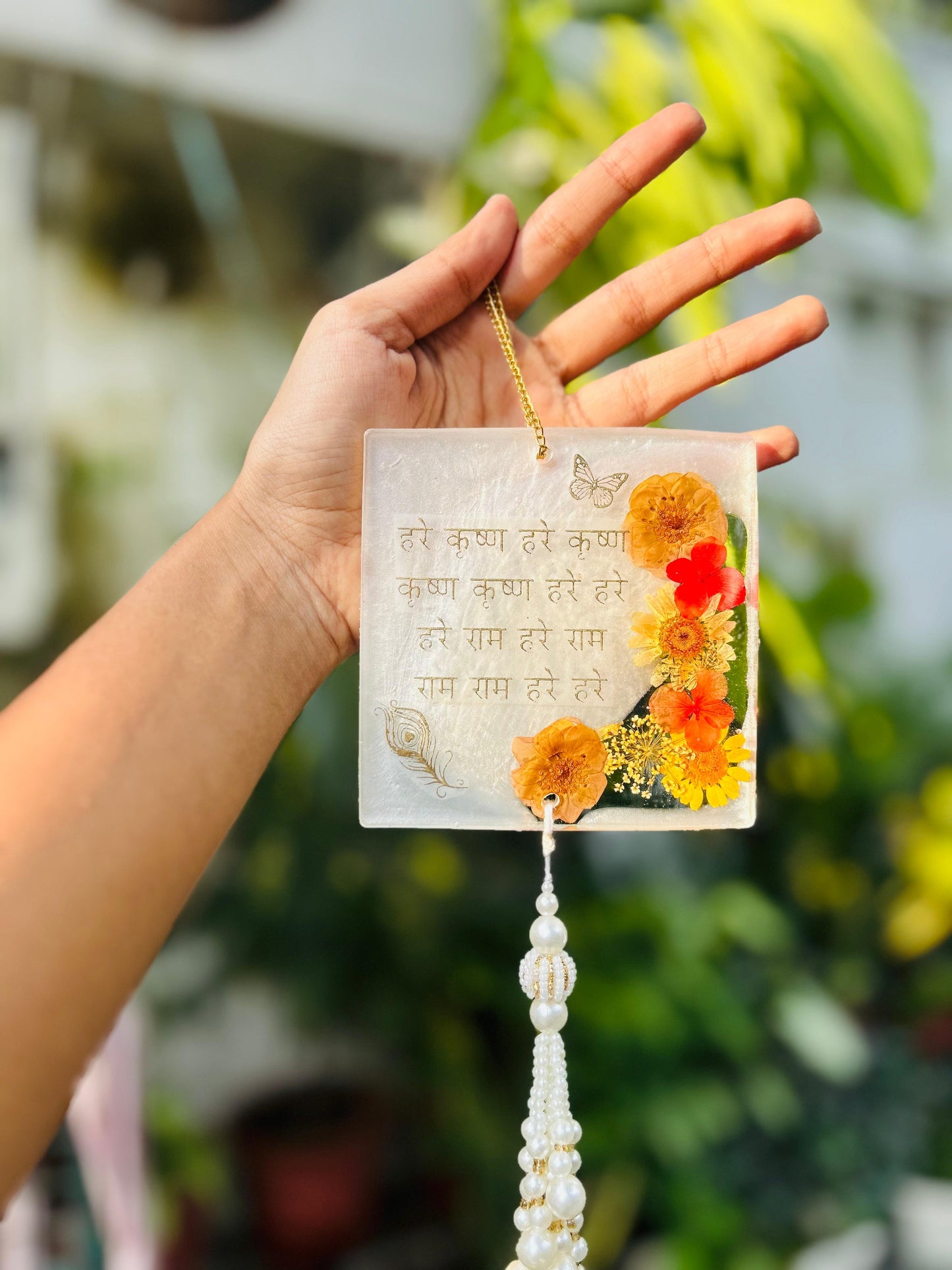 "Hare-Krishna mantra car hanging" (single-sided)