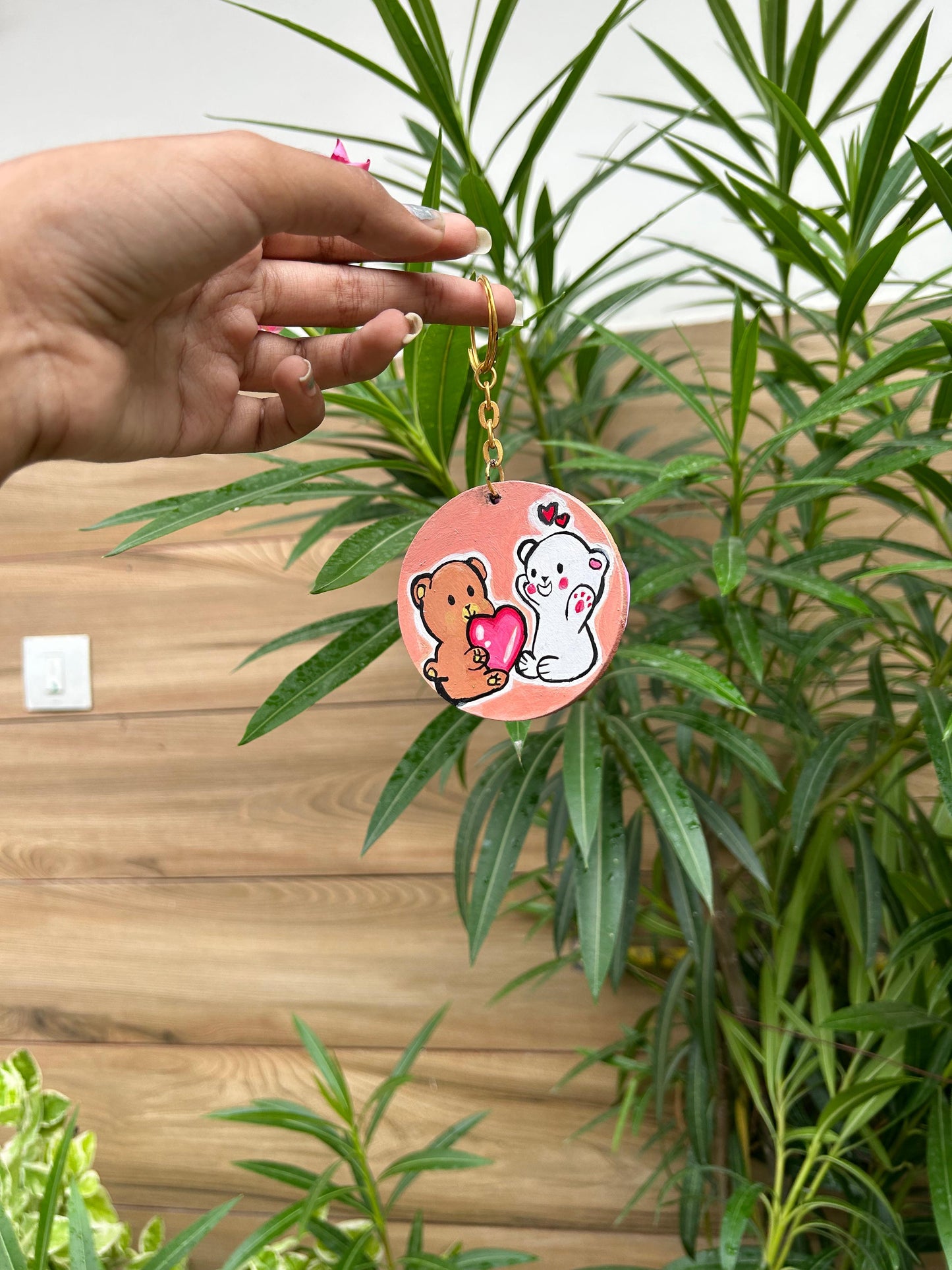 "Bearly yours" Hand-Painted  Keychain