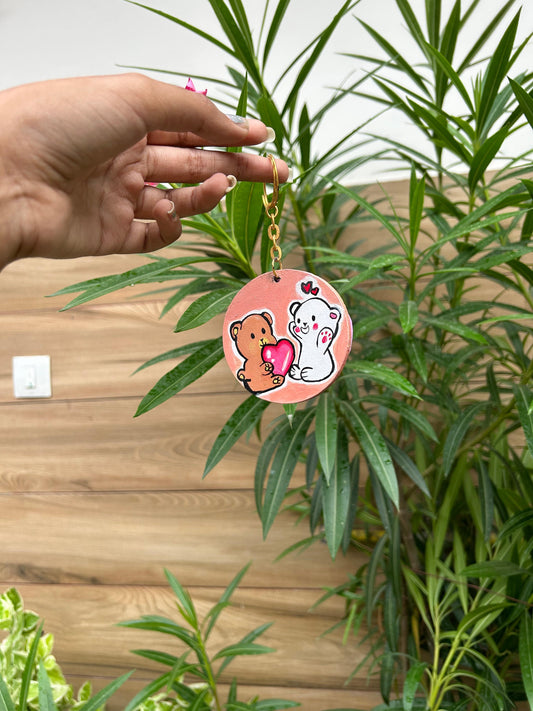 "Bearly yours" Hand-Painted  Keychain